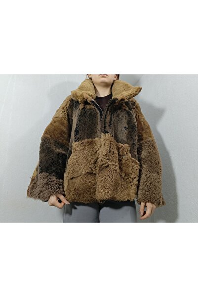 hoaryage Παλτό PatchWork με γούνα εσωτερικά και γνήσιο δέρμα εξωτερικά, από δ...