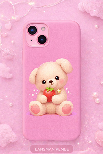 kılıfevreni حافظة هاتف آيفون 14 بلس مخمل ذات سطح داخلي وردي منقوش + شاشة زجاج...