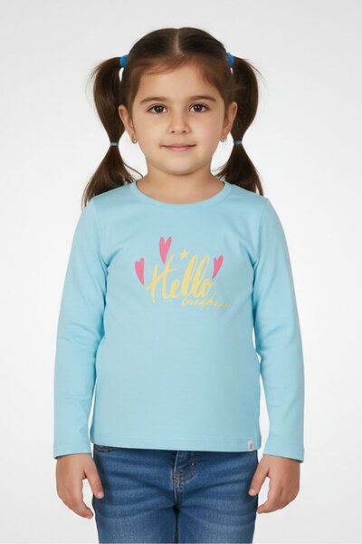 Hamleys تيشيرت بناتي صغيرات بأكمام طويلة ورقبة دائرية مطبوع عليه رسومات، لون ...