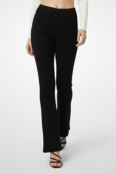 SANDRO Women Regular Fit Textured Flare Leg Pants, Heather Black