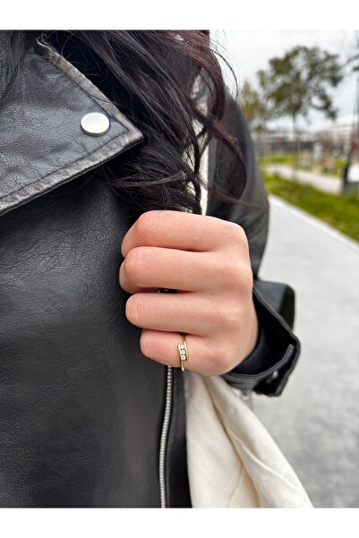 Tasarım Üç Taşlı Minimal Serçe Parmak Yüzüğü