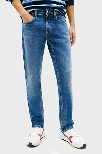 Tommy Jeans Pamuklu Slim Fit Normal Bel Dar Paça Jeans Erkek KOT PANTOLON DM0...