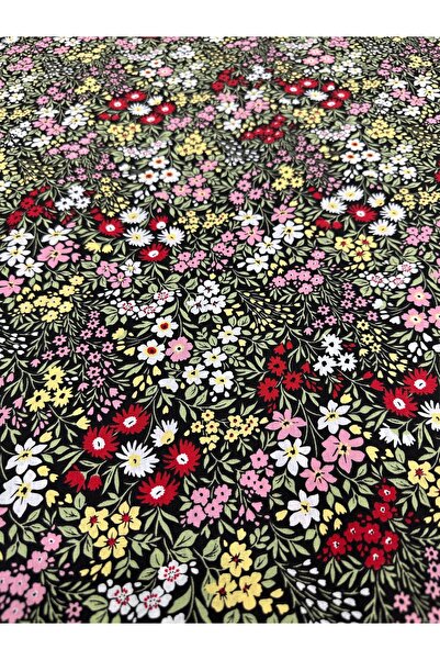 oskatekstil Poplin Kumaş %100 Pamuk Çiçek, Çıtır Desenli 170 cm En Metre İşi ...
