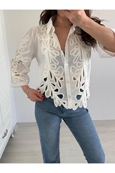 Lavanta Tekstil Cămașă brodată cu design