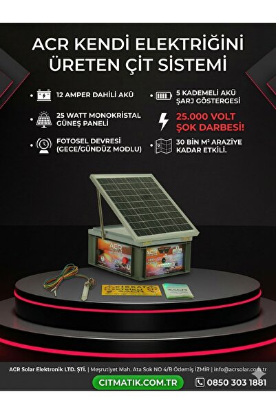 ACR GÜÇMATİK ACR Arıcı Özel Çit Güneş Panelli Kompakt Elektrikli Çit ayı çiti...