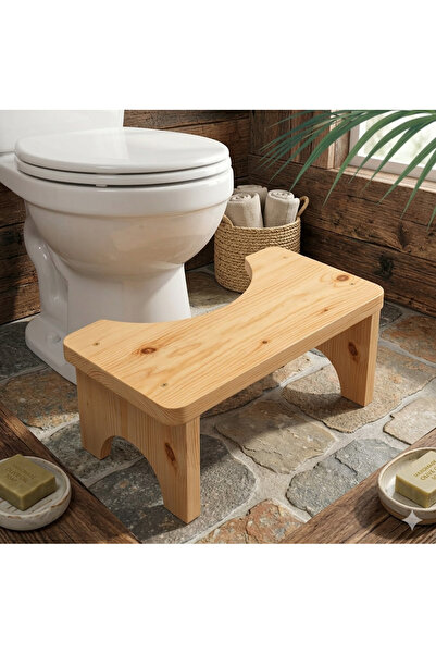 KARDEMİR AHŞAP .Premium Masif Çam Klozet Taburesi - 17cm İdeal Sağlık Boyu - ...