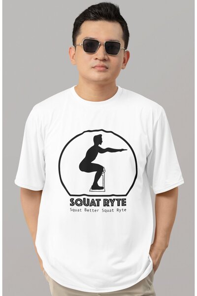 SEVBANO Tricou oversize unisex cu imprimeu Design Squat Ryte Fitness Bodybuil...