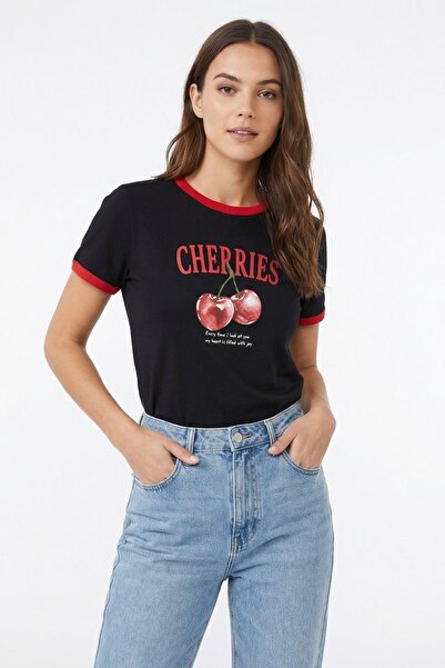 Rays Μπλουζάκι με σχέδιο μαύρου κερασιού 7062