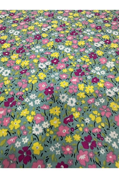 oskatekstil Poplin Kumaş %100 Pamuk Çiçek, Çıtır Desenli 170 cm En Metre İşi ...