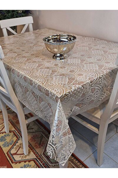 Başak Ev Tekstili Față de masă din PVC ștergabilă, cu aspect argintiu, import...