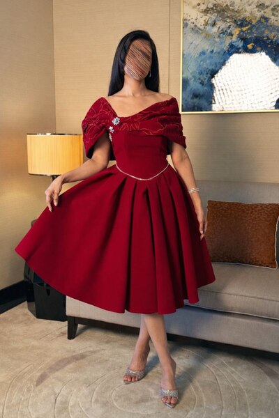 SKY dresses red dress with computer embroidery