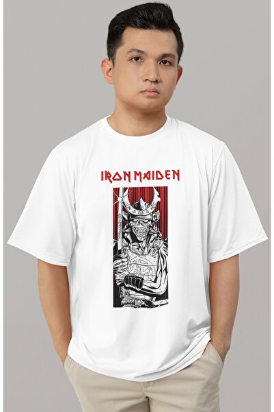 SEVBANO Tricou oversize unisex cu imprimeu Iron Maiden Rock Metal Music Band