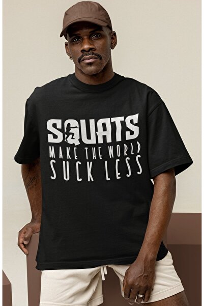 SEVBANO Μπλουζάκι με στάμπα Design Squats Fitness Bodybuilding Athlete Gym Un...
