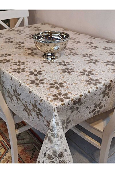 Başak Ev Tekstili Față de masă din PVC ștergabilă, cu aspect argintiu, import...