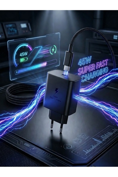 Universal Yeni Nesil 45W Süper Hızlı Şarj Adaptörü Type-C Tüm Telefonlara Uyu...
