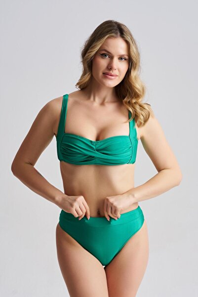 AQUAVİVA Women's Luna Strapless Strap Bikini Set Water Green