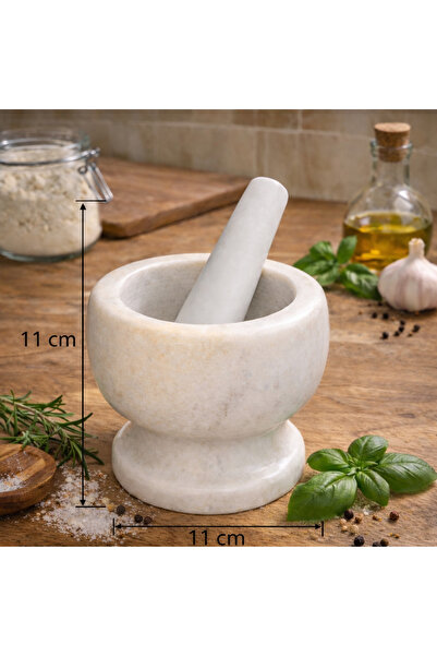 Kifnexwood Doğal Mermer Havan & Tokmak – 11 x 11 cm