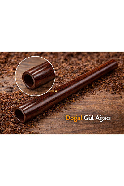 Han Tobacco 15 cm Gül Ağacı Ahşap Ağızlık – 5.5 mm / 6 mm İnce Boy Uyumlu Doğ...