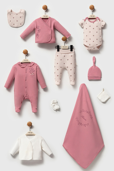 Moi Noi Newborn Flowers Collection 10 Pieces - 100% Cotton Stylish Baby Set