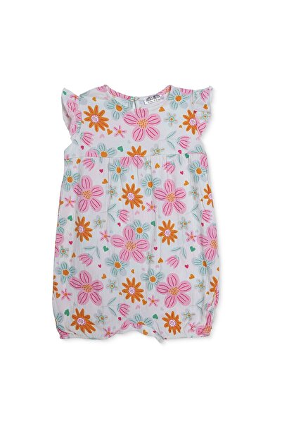 ebebek Hello Baby HelloBaby Kız Bebek Kısa Tulum Çiçek Baskılı Çıtçıtlı Bisik...