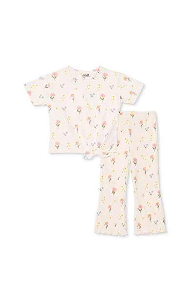 ebebek Hello Baby HelloBaby Kız Bebek Bluz-Tayt Çiçek Baskılı Bisiklet Yaka K...