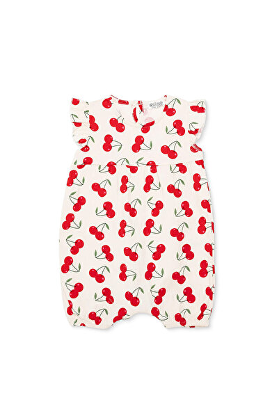 ebebek Hello Baby HelloBaby Kız Bebek Kısa Tulum Kiraz Baskılı Çıtçıtlı Bisik...