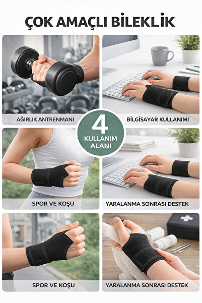 OBLİVİON Başparmak Destekli Ayarlanabilir Bilek Bandajı - El Bilek Ateli Siyah Bandaj Fitness Spor