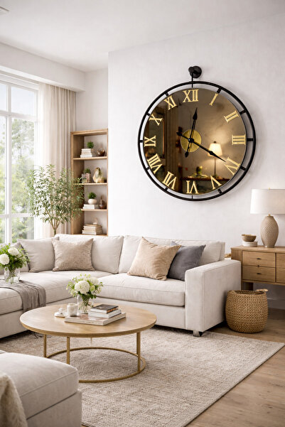 Mgs DUVAR SAATİ -WOODY BLACK BRONZ ROMA (BÜYÜK BOY ) duvar saati