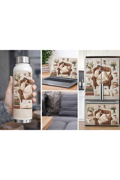 Limitless Design ملصق زخرفي بتصميم قراءة الكتب المريح - لوحة جدارية جمالية لل...