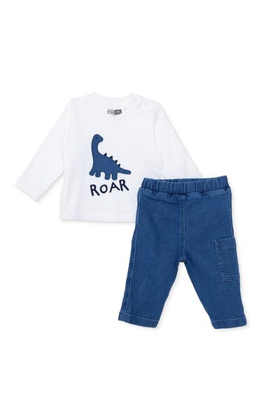 ebebek Hello Baby HelloBaby Erkek Bebek Sweatshirt-Alt Dinozor Baskılı Çıtçıt...