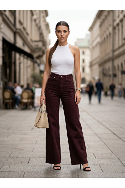 KAMİLA BUTİK High Waist Wide Leg Loose Jeans Palazzo Pants