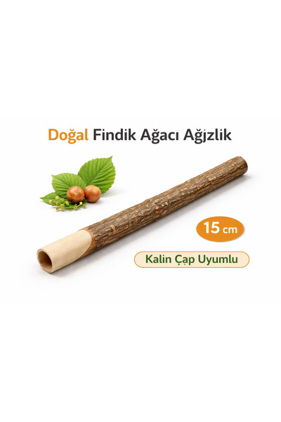 Han Tobacco Doğal Fındık Ağacı Ağızlık – 15 cm – Kalın Çap Uyumlu El Yapımı D...