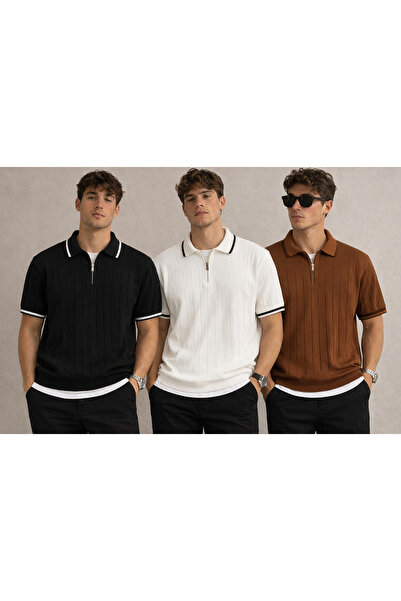 pepule Σετ 3τμχ Advantage Ανδρικό κοτλέ Πλεκτό Μπλουζάκι με φερμουάρ και λαιμ...