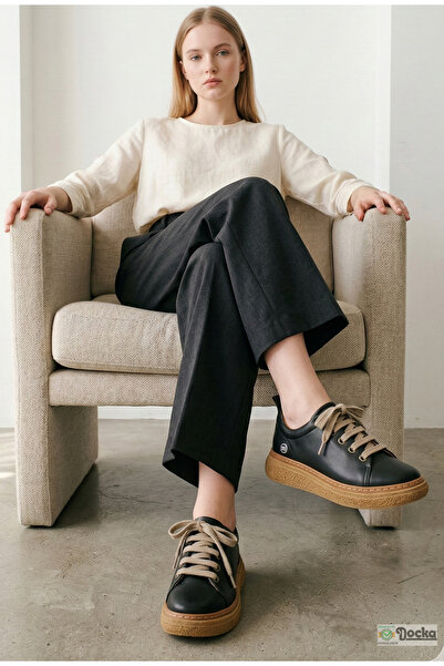 Mammamia Kadın Yumuşak Hakiki Deri Ortopedik Spor Tarz Mevsimlik Ayakkabı M27...