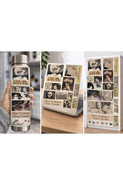 Limitless Design مجموعة ملصقات ذات طابع عتيق داكن مقاس 22x30 سم - ملصقات أنمي...