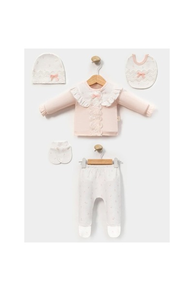 STRAWBABY Baby Girl 0-3 Months Crispy Floral 5-Piece Hospital Discharge Set