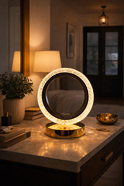 Edison Dokunmatik Kristal LED Masa Lambası 3 Kademe Işıklı Şarjlı Dekoratif G...