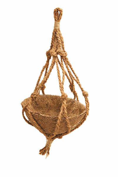 Garden سلة نباتات معلقة مصنوعة من ألياف جوز الهند الطبيعية مع حبل من الجوت - ...