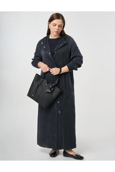 Kayra Hooded Lyocell Viscose Pardesü Black