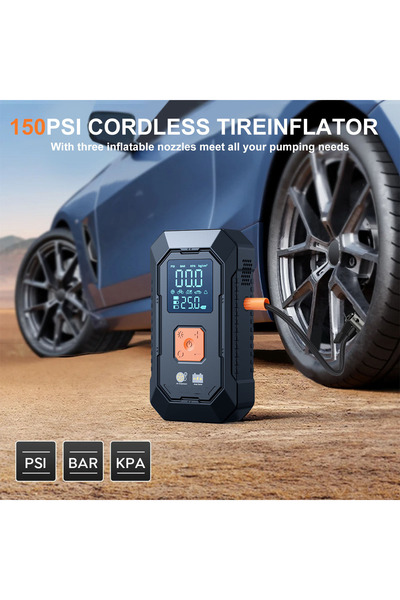 inabyte 4-in-1 Car Jump Starter with Air Compressor, 6000mAh Portable Emergency Battery Booster, LCD Tire Inflator, LED Flashlight & Power Bank for 12V Cars, SUVs & Trucks