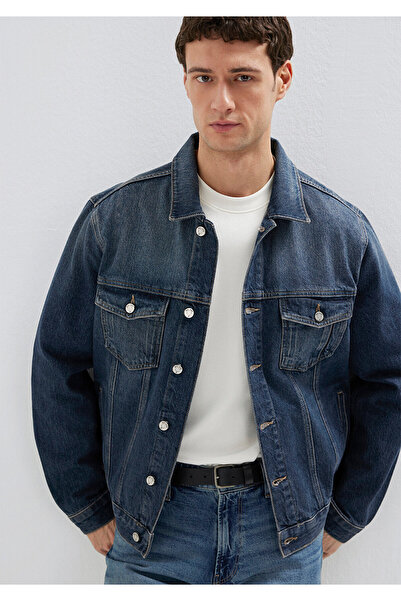 Mavi Ray Pro Koyu Jean Ceket Oversize / Geniş Kesim 0110273-A1712
