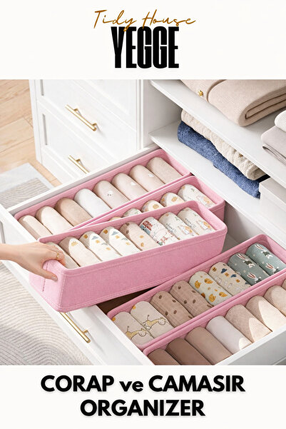 YEGGE منظم للأدراج والخزائن مكون من 8 قطع، منظم للأرفف، صندوق منظم للجوارب وا...