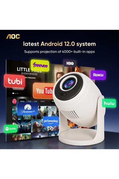 Aoc Bright 4K Mini Projector by AOC: 8000 Lumens, 1080P HD & 360° Rotation