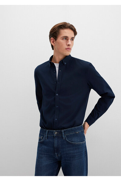 Mavi M Logo Nakışlı Lacivert Gömlek Slim Fit / Dar Kesim 0211192-70492