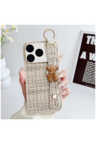 Zebana iPhone 17 Pro Max Compatible Case Teddy Silicone Case Beige