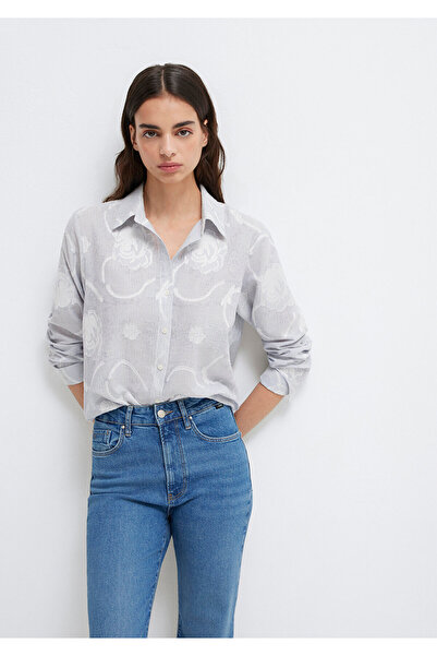 Mavi Çizgili Gömlek Loose Fit / Bol Rahat Kesim 1211437-84336