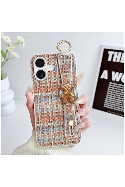 Zebana Apple iPhone 16 Uyumlu Kılıf Teddy Silikon Kılıf Turuncu