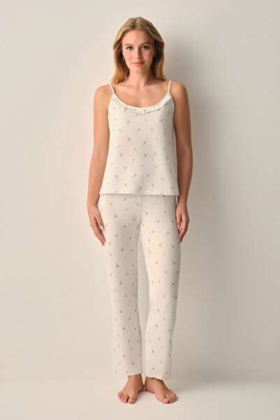 SUWEN Σετ πιτζάμες με αθλητικό παντελόνι σε χρώμα nude