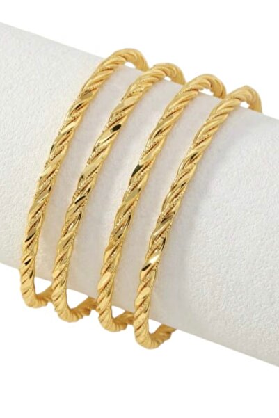 FA.accessories Luxury 24K Gold Plated Brass Bracelet Set - 4 Pieces Twisted R...