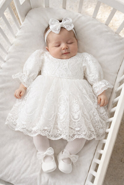 Mert Baby Aster Dantelli Lüx Elbiseli Mevlüt ve Özel Gün Seti %100 Pamuk Yeni...